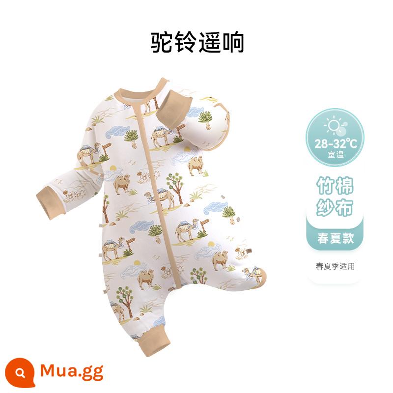 ibaby nhiệt độ không đổi tre bông gạc bé chia chân túi ngủ trẻ sơ sinh mùa xuân và mùa hè chống đá chăn bốn mùa đồ ngủ phổ thông mỏng - [Hai lớp] Chuông lạc đà đổ chuông từ xa