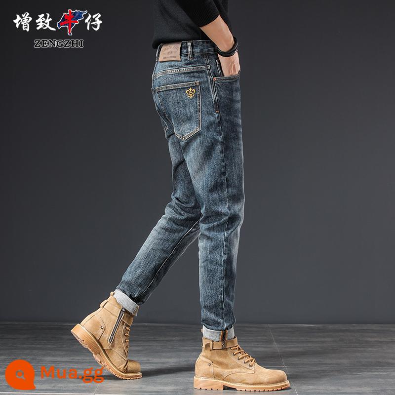 Zengzhi Jeans Nam Thu Đông Công Sở Co Giãn Thường Thẳng Quần Dài Giặt Đa Năng Trẻ Trung Quần Nam Hợp Thời Trang - 5017-màu xanh hoài cổ