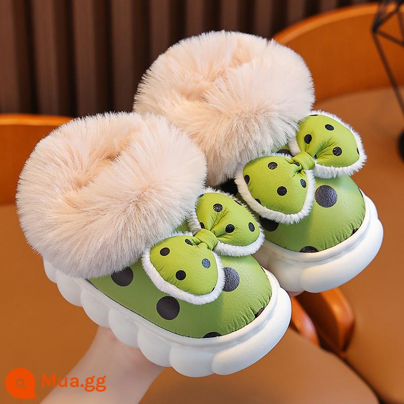 Giày cotton mùa đông cho bé gái 2-9 tuổi chống trượt, vải giữ ấm, giày lông thú chống nước cho bé, dép bông đi trong nhà - Q55 xanh miệng thô