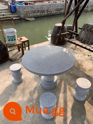 Bàn đá cẩm thạch granite bàn tròn ghế đẩu đá sân ghế vuông nhà băng ghế dự bị công viên ngoài trời ghế lưng ghế đá phiến - Bàn tròn 90cm + 4 ghế đẩu bình hoa nhỏ (chưa bao gồm phí vận chuyển)