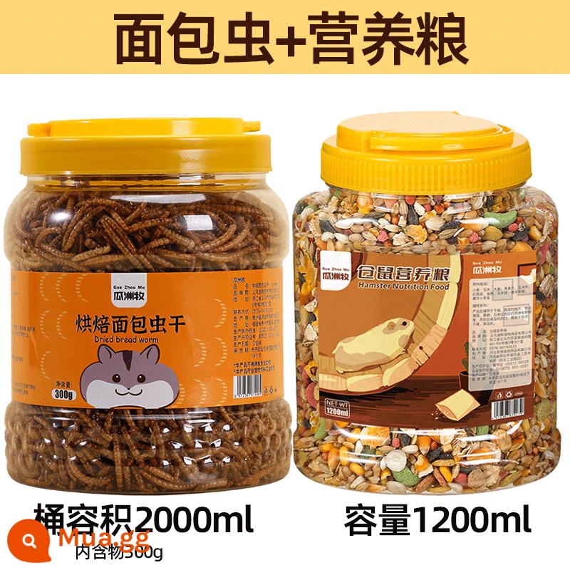 Thức ăn cho hamster gấu vàng dinh dưỡng thức ăn chủ yếu thức ăn sâu bánh mì hải sản các loại hạt cung cấp đầy đủ đồ ăn nhẹ nhỏ 1200ml - Thực phẩm dinh dưỡng + giun 3200ml dung tích lớn