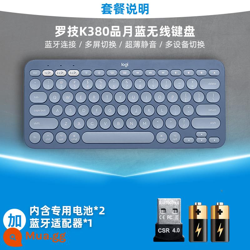 Bàn phím bluetooth không dây Logitech k380 tắt tiếng thích hợp cho máy tính bảng Apple ipad điện thoại cô gái văn phòng MAC bên ngoài - K380 Pinyue Blue+Bộ chuyển đổi Bluetooth