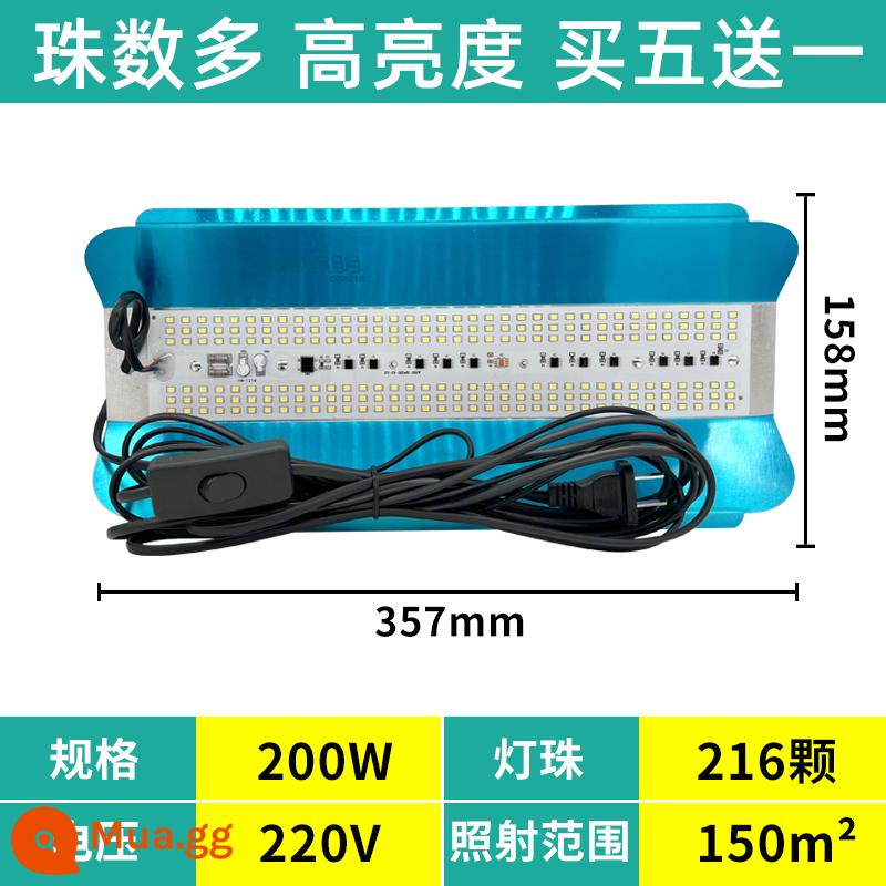 Đèn led vonfram iốt chiếu sáng công trường Đèn năng lượng mặt trời chống nước 1000W đèn công trình xây dựng ngoài trời siêu sáng đèn chiếu ánh sáng mạnh - Đèn trắng cao cấp 200w kèm cáp switch 5m [Mua 5 tặng 1]