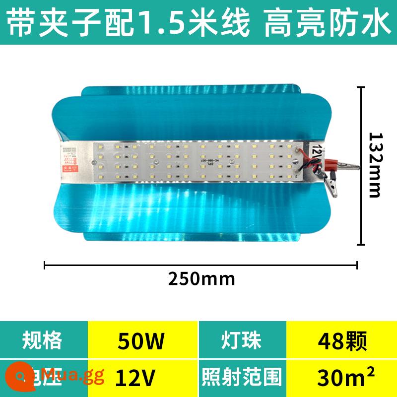 Đèn led vonfram iốt chiếu sáng công trường Đèn năng lượng mặt trời chống nước 1000W đèn công trình xây dựng ngoài trời siêu sáng đèn chiếu ánh sáng mạnh - Ắc quy 50W màu trắng 12V