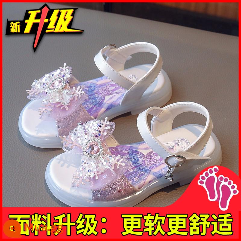 Giày sandal bé gái mùa hè 2023 mới dành cho trẻ em trung và lớn phong cách nước ngoài bé gái bé gái Giày công chúa Aisha đáy thạch mùa hè - Tím (nâng cấp)