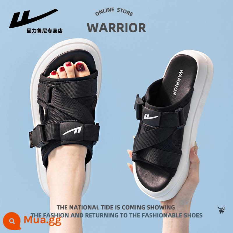 Kéo lại nhỏ Giày sandal nữ mùa hè 2023 giày thể thao đi biển Velcro phẳng bên ngoài mang giày nữ - Đen 8058 [dép]