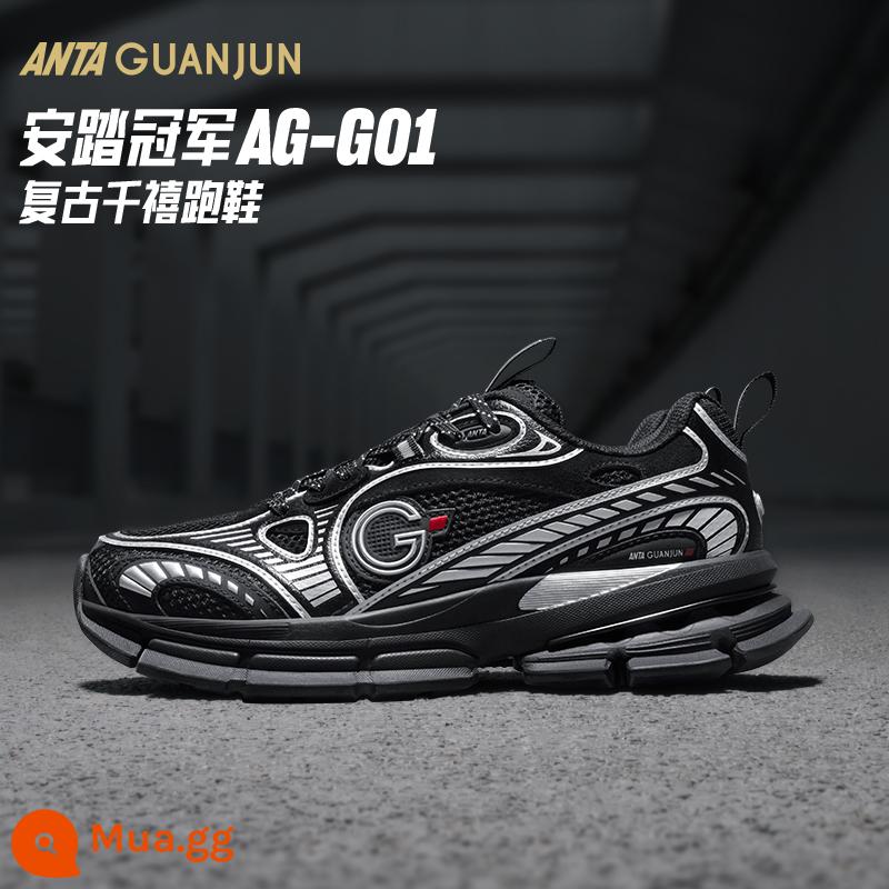 ANTA Champion All-Weather Series AG-G01 Giày chạy bộ cổ điển Millennium Giày nam và nữ văn hóa 112348805A - Đen-6[phong cách nam giới]