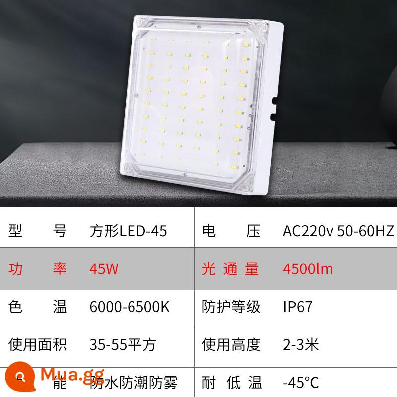 LED bảo quản lạnh đèn đặc biệt chống thấm nước chống ẩm chiếu sáng chống cháy nổ 10w20 watt chiếu sáng phòng trang điểm phòng tắm đèn ba lớp nhiệt độ thấp - [Giảm 5 chiếc] Đèn trắng vuông đa năng 45w siêu sáng