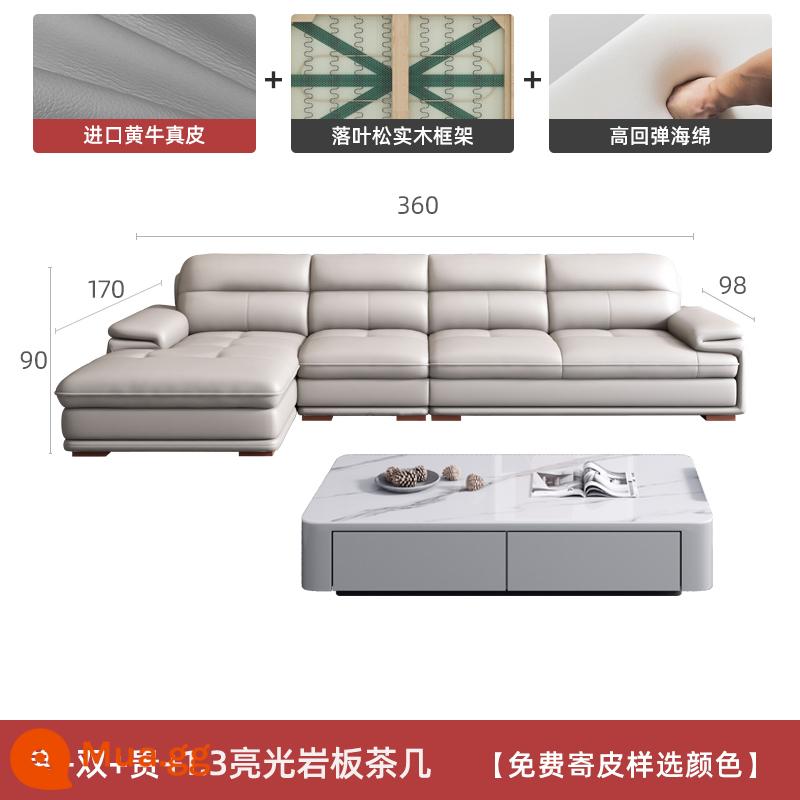 Lớp đầu tiên của ghế sofa da bò phòng khách tối giản hiện đại bên trái và bên phải căn hộ cỡ hoàng gia kết hợp ghế sofa da kiểu Bắc Âu - Bàn đôi + đơn + đắt + [da thật nhập khẩu]