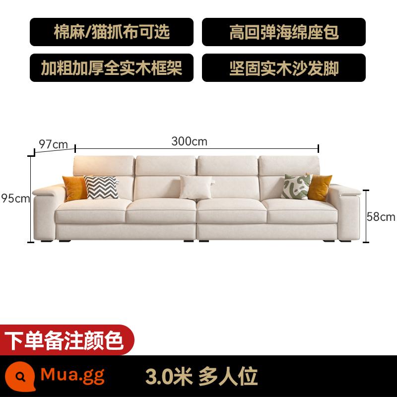 2023 Mới Mèo Cào Sofa Vải Hàng Thẳng Ba Chỗ Bốn Chỗ Hiện Đại Đơn Giản Căn Hộ Nhỏ Sofa Vải Lanh Phòng Khách - Bốn người (3 mét)