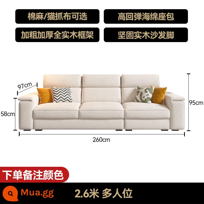 2023 Mới Mèo Cào Sofa Vải Hàng Thẳng Ba Chỗ Bốn Chỗ Hiện Đại Đơn Giản Căn Hộ Nhỏ Sofa Vải Lanh Phòng Khách - Ba người (2,6 mét)