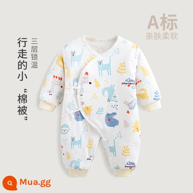 Trẻ sơ sinh mùa đông cotton platcol quần áo Trẻ sơ sinh Full Moon sinh ấm áp mùa đông bông mùa đông Máy chủ ba lớp cotton mỏng hac - Sở thú (kiểu buộc dây)