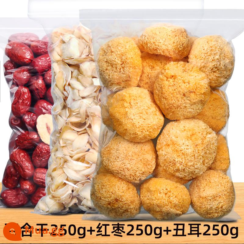 Mua 1 tặng 1 tổng cộng 500g hoa huệ khô hàng khô siêu tươi ăn được hoa huệ Lan Châu hạt sen lúa mạch lúa mạch nhãn khô - [Kết hợp] 250g hoa huệ khô + 250g chà là đỏ + 250g mộc nhĩ