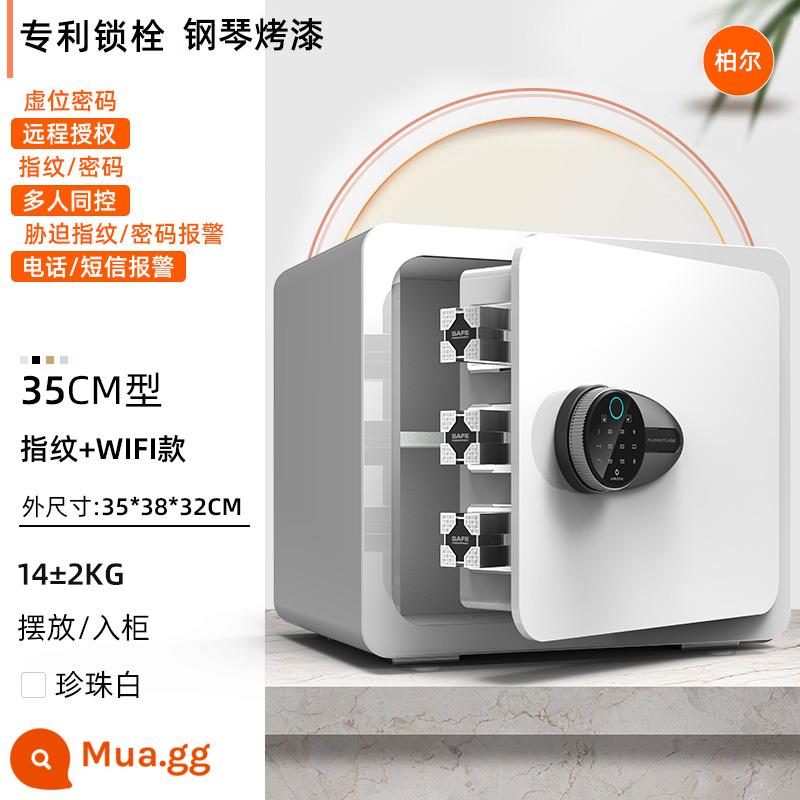 Trung Quốc Tiger safe home nhỏ mini vân tay mật khẩu WIFI chống trộm 45/60/35 cm an toàn tại nhà văn phòng hộp an toàn đầu giường vào tủ quần áo thư mục vô hình 2023 phong cách mới - Nâng cấp lên mật khẩu vân tay trắng Boer 35CM (gói wifi miễn phí)