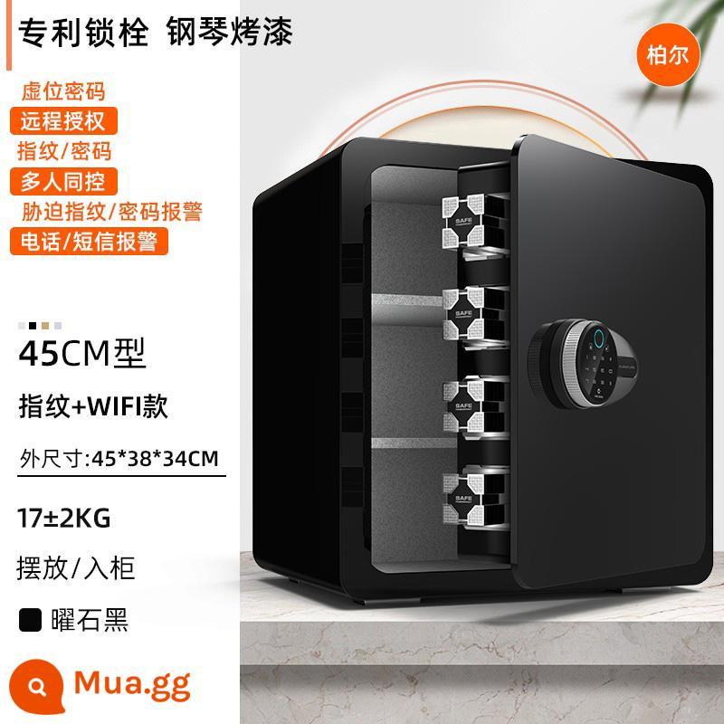 Trung Quốc Tiger safe home nhỏ mini vân tay mật khẩu WIFI chống trộm 45/60/35 cm an toàn tại nhà văn phòng hộp an toàn đầu giường vào tủ quần áo thư mục vô hình 2023 phong cách mới - Nâng cấp lên mật khẩu vân tay đen Boer 45CM (gói wifi miễn phí)