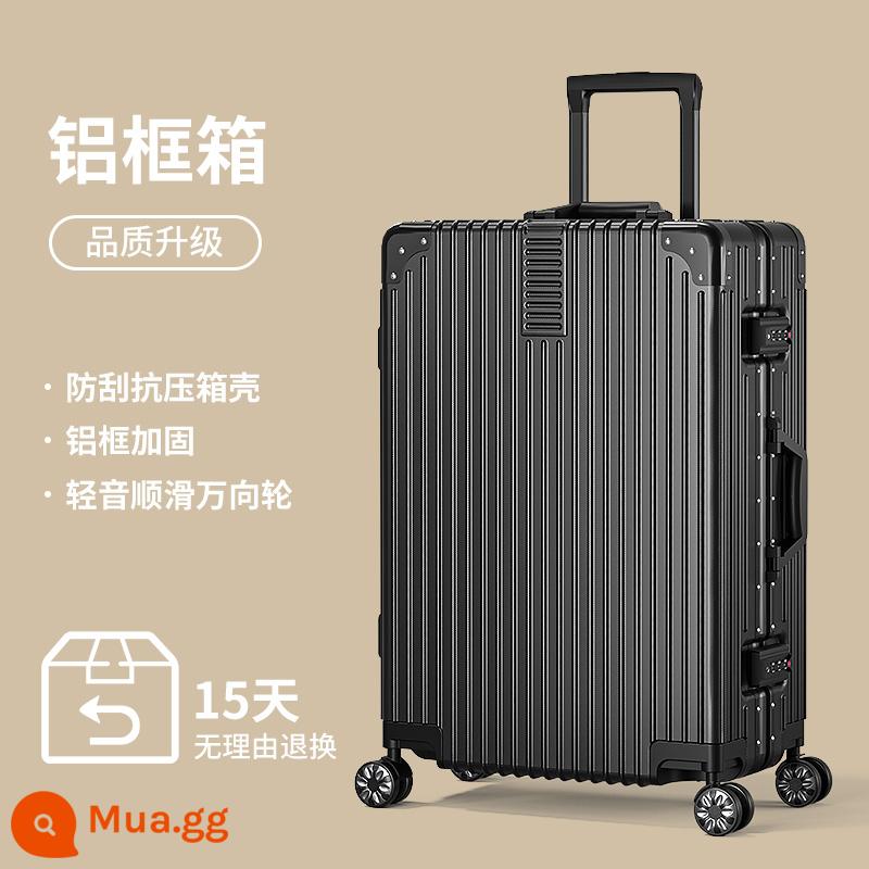 Hành Lý 2023 Phong Cách Mới Nữ Sinh Du Lịch Bánh Xe Đa Năng 24 Inch Dung Tích Lớn Khung Nhôm Nam Mật Khẩu Xe Đẩy Hộp Da - Màu đen than chì [Mẫu khung nhôm]