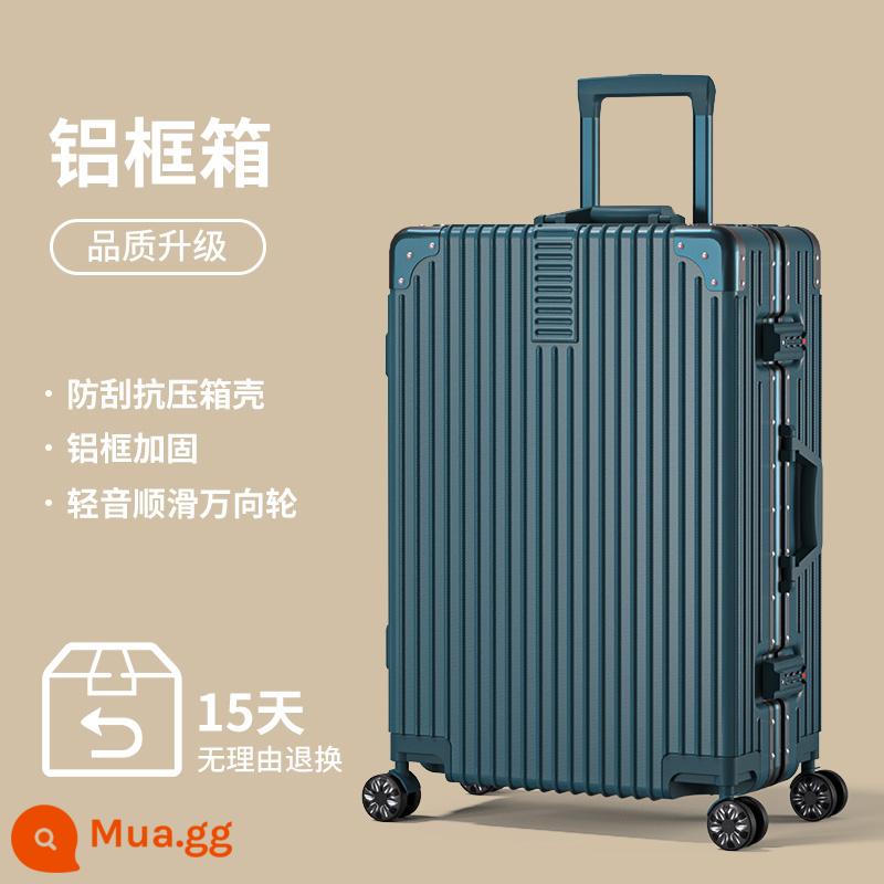 Hành Lý 2023 Phong Cách Mới Nữ Sinh Du Lịch Bánh Xe Đa Năng 24 Inch Dung Tích Lớn Khung Nhôm Nam Mật Khẩu Xe Đẩy Hộp Da - Màu xanh đậm [khung nhôm]