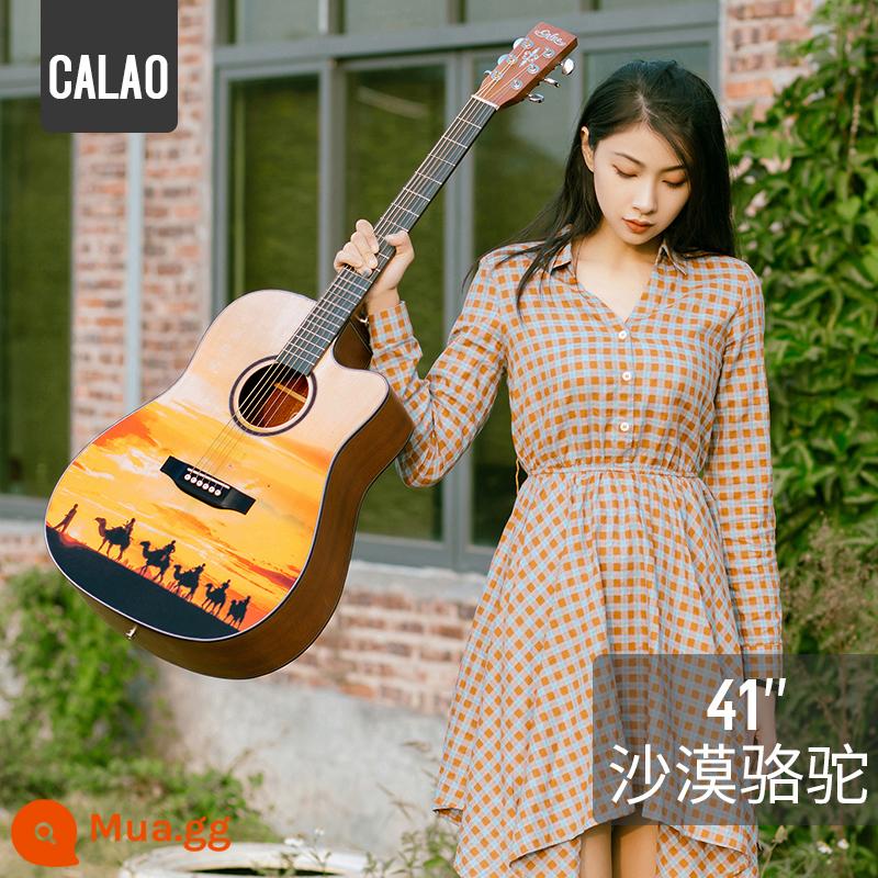 Calleo 41 inch veneer guitar sinh viên nữ nam dân gian acoustic Đàn guitar lưới 40 inch màu đỏ họa tiết cá tính nhạc cụ - [Bảng đơn] Desert Camel 41 inch + Phụ kiện + Bộ chỉnh dây + Hướng dẫn