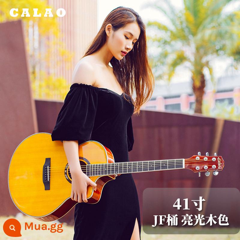 Calleo 41 inch veneer guitar sinh viên nữ nam dân gian acoustic Đàn guitar lưới 40 inch màu đỏ họa tiết cá tính nhạc cụ - [Veneer] Thùng gỗ bóng JF 41 inch + phụ kiện + bộ chỉnh + hướng dẫn