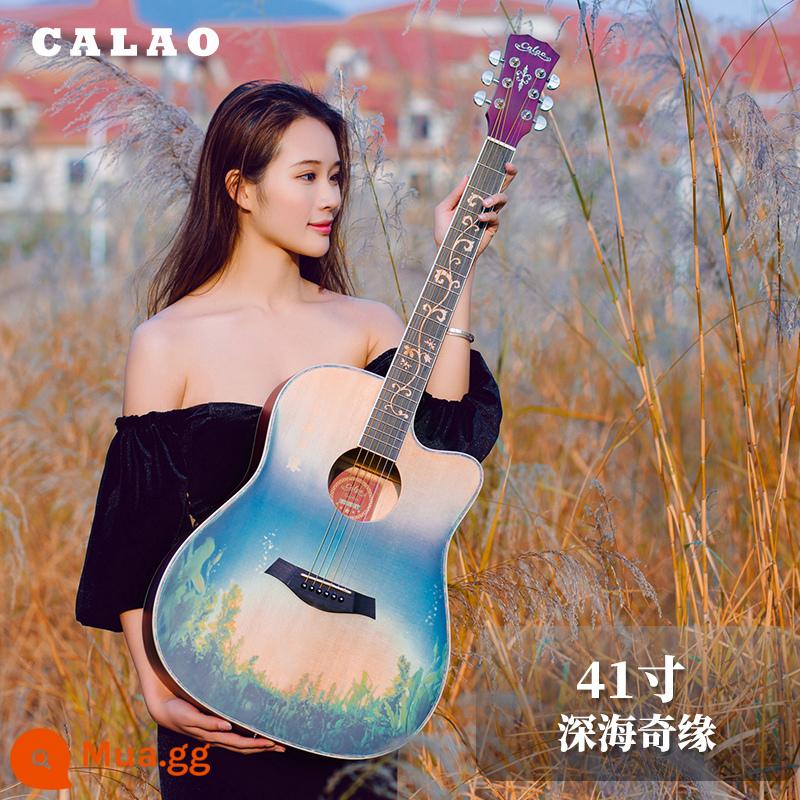 Calleo 41 inch veneer guitar sinh viên nữ nam dân gian acoustic Đàn guitar lưới 40 inch màu đỏ họa tiết cá tính nhạc cụ - [Single Board] Cuộc phiêu lưu dưới biển sâu 41 inch + Phụ kiện + Bộ chỉnh dây + Hướng dẫn