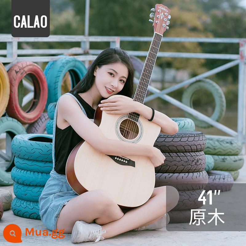 Calleo 41 inch veneer guitar sinh viên nữ nam dân gian acoustic Đàn guitar lưới 40 inch màu đỏ họa tiết cá tính nhạc cụ - [Veneer] Gỗ 41 inch + phụ kiện + bộ chỉnh + hướng dẫn