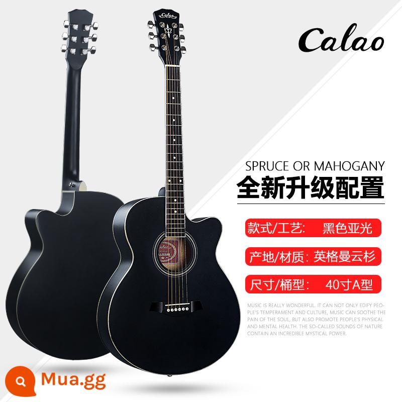 Calleo 41 inch veneer guitar sinh viên nữ nam dân gian acoustic Đàn guitar lưới 40 inch màu đỏ họa tiết cá tính nhạc cụ - [Bảng đơn] Đen 40 inch + phụ kiện + bộ chỉnh + hướng dẫn