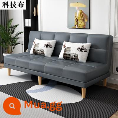 Công nghệ giường sofa vải đôi mục đích có thể gập lại căn hộ nhỏ đơn giản lưới màu đỏ phong cách phòng ngủ nghiên cứu phòng khách ba người cho thuê nhà - Vải kỹ thuật màu xám đậm (dài 1,8m) kèm 2 gối