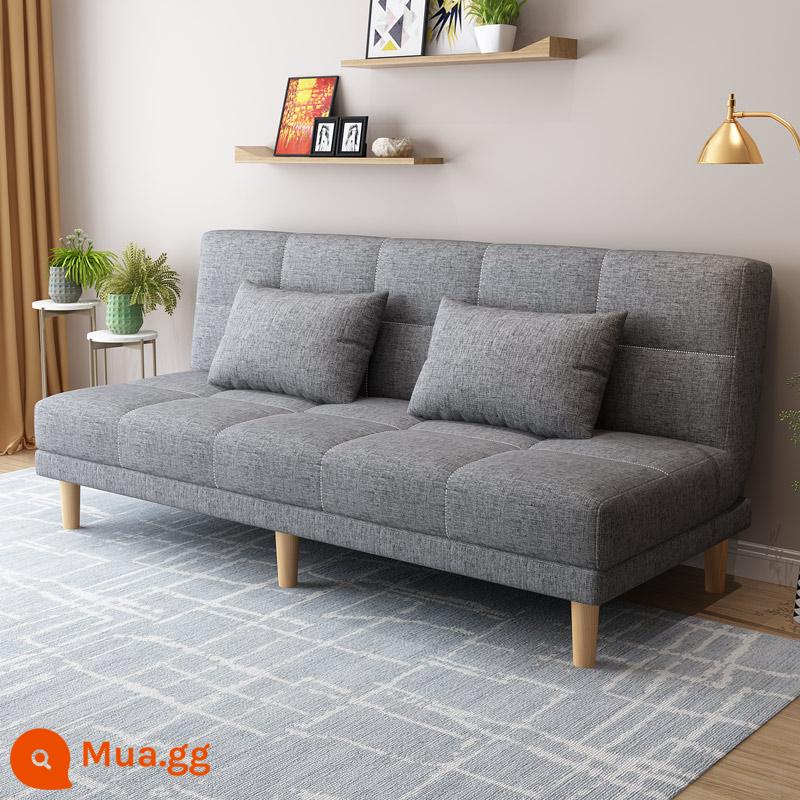 Công nghệ giường sofa vải đôi mục đích có thể gập lại căn hộ nhỏ đơn giản lưới màu đỏ phong cách phòng ngủ nghiên cứu phòng khách ba người cho thuê nhà - Bộ chăn ga gối cotton và vải lanh màu xám nhạt (dài 1,8 mét) kèm 2 gối