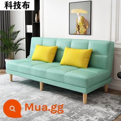 Công nghệ giường sofa vải đôi mục đích có thể gập lại căn hộ nhỏ đơn giản lưới màu đỏ phong cách phòng ngủ nghiên cứu phòng khách ba người cho thuê nhà - Vải kỹ thuật xanh (dài 1,8m) kèm 2 gối