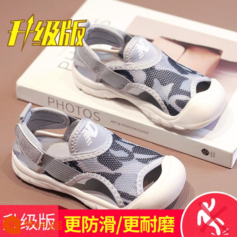 Giày sandal Bao Đầu cho bé gái phong cách mùa hè 2023 giày lưới thể thao trẻ em mới cho bé trai và bé gái đế mềm mùa hè - xám (nâng cấp)