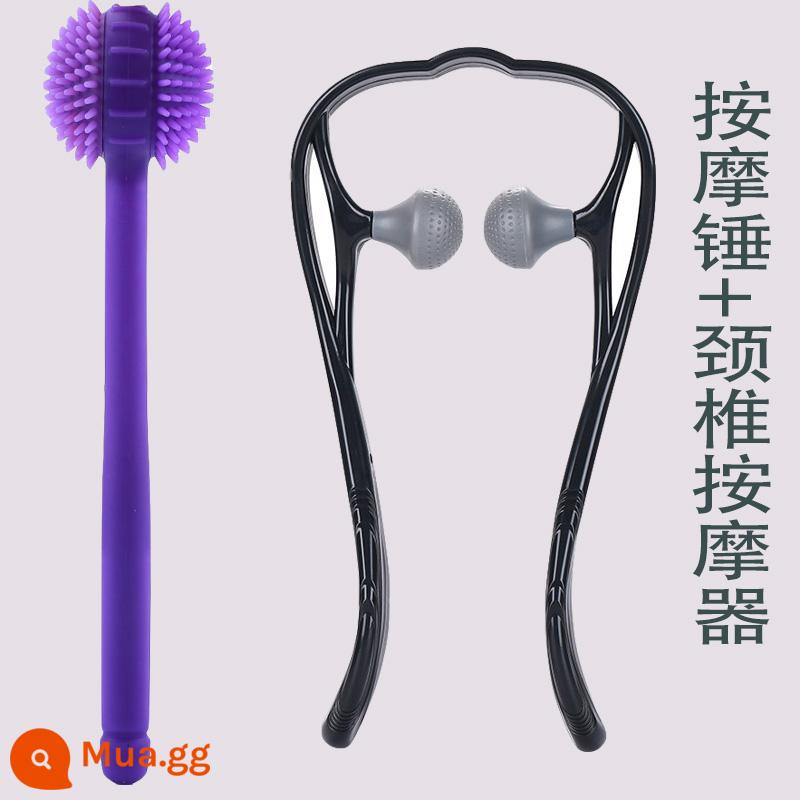 Vồ massage, cột sống cổ, búa đánh kinh lạc vai, gậy đánh silicone, búa, búa đập chân và lưng, thiết bị giữ thể lực và kinh lạc - Máy mát xa cổ tử cung màu tím +