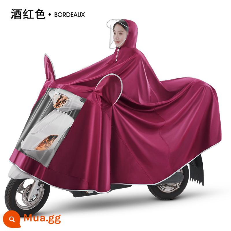 Áo mưa xe máy xe điện poncho pin xe đạp bản dài chống bão toàn thân áo mưa tăng đôi nam nữ - Vỏ gương đơn 5XL [Mẫu che chân cực lớn] Burgundy