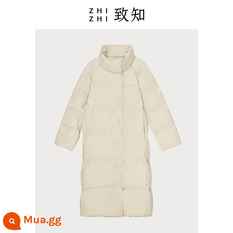 [Gewu] Áo khoác nữ ZHIZHI mùa đông lông ngỗng màu trắng dài phiên bản cotton nhập khẩu - đồ sứ cổ màu trắng