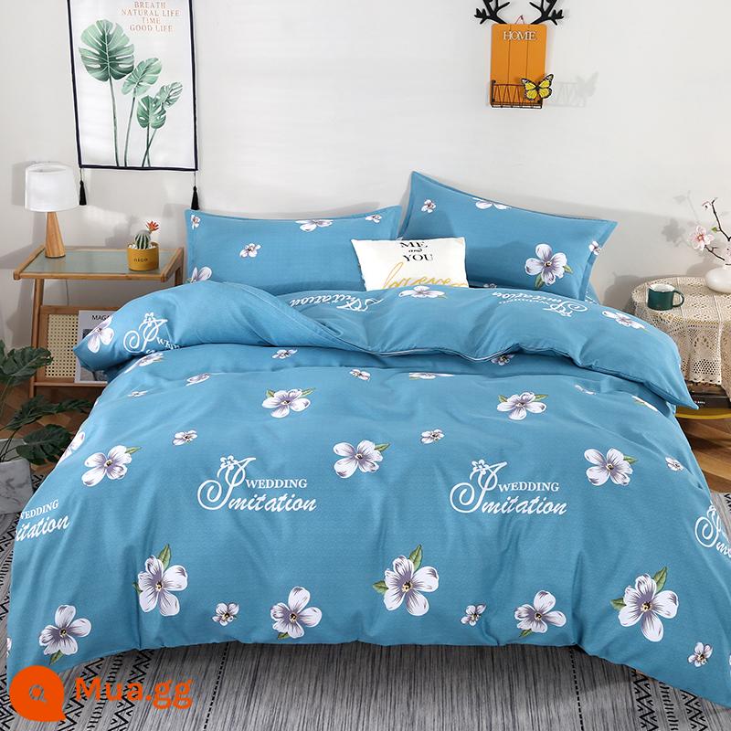 Cotton nguyên chất bốn mảnh 100 cotton chăn ga trải giường 4 ba mảnh ký túc xá sinh viên ga trải giường dày chăn ga gối mùa hè bốn mùa - Hoa hướng về phía mặt trời