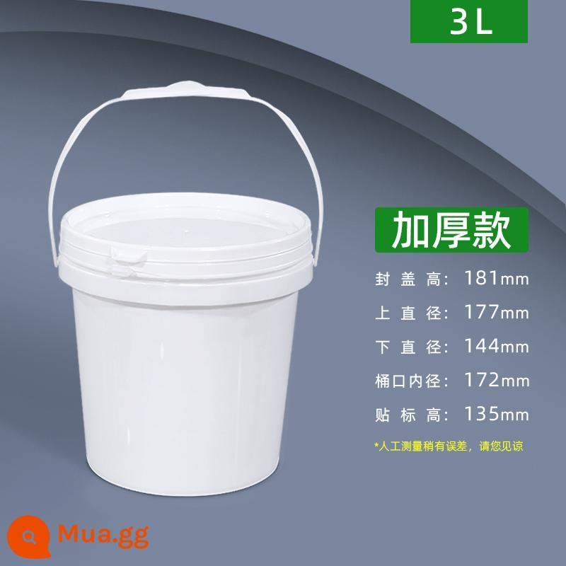 Xô nhựa đựng thực phẩm có nắp kín Xô nhỏ đổ keo trắng dày siêu bền 5/20/25L lít 10 kg - 3L Đặc-Trắng