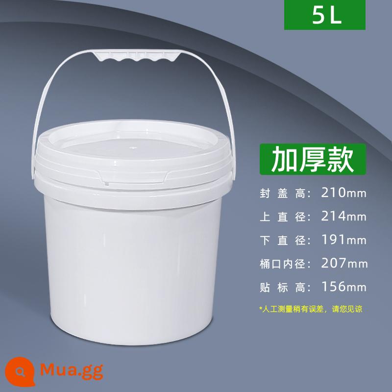 Xô nhựa đựng thực phẩm có nắp kín Xô nhỏ đổ keo trắng dày siêu bền 5/20/25L lít 10 kg - 5L màu trắng sữa đặc