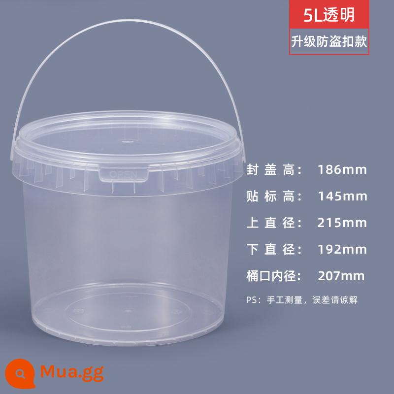 Xô nhựa đựng thực phẩm có nắp kín Xô nhỏ đổ keo trắng dày siêu bền 5/20/25L lít 10 kg - 5L chống trộm nâng cấp trong suốt × 2 miếng