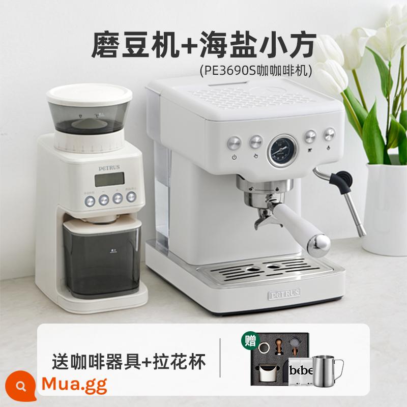 Baicui PE3690 Retro Máy Pha Cà Phê Gia Đình Nhỏ Hoàn Toàn Bán Tự Động Cà Phê Hạt Thương Mại Tươi Xay - muối biển trắng