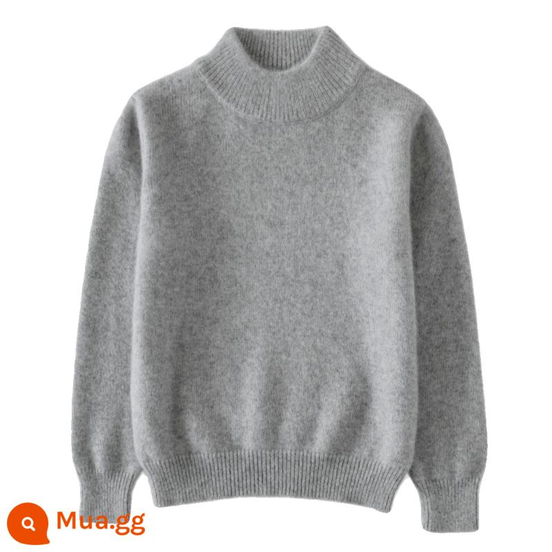 Mùa thu đông trẻ em áo len cashmere cao cổ quần áo bé gái áo len bé trai áo chui đầu cho bé áo len dày dặn tùy chỉnh - Áo cổ lọ nửa cổ màu xám nhạt