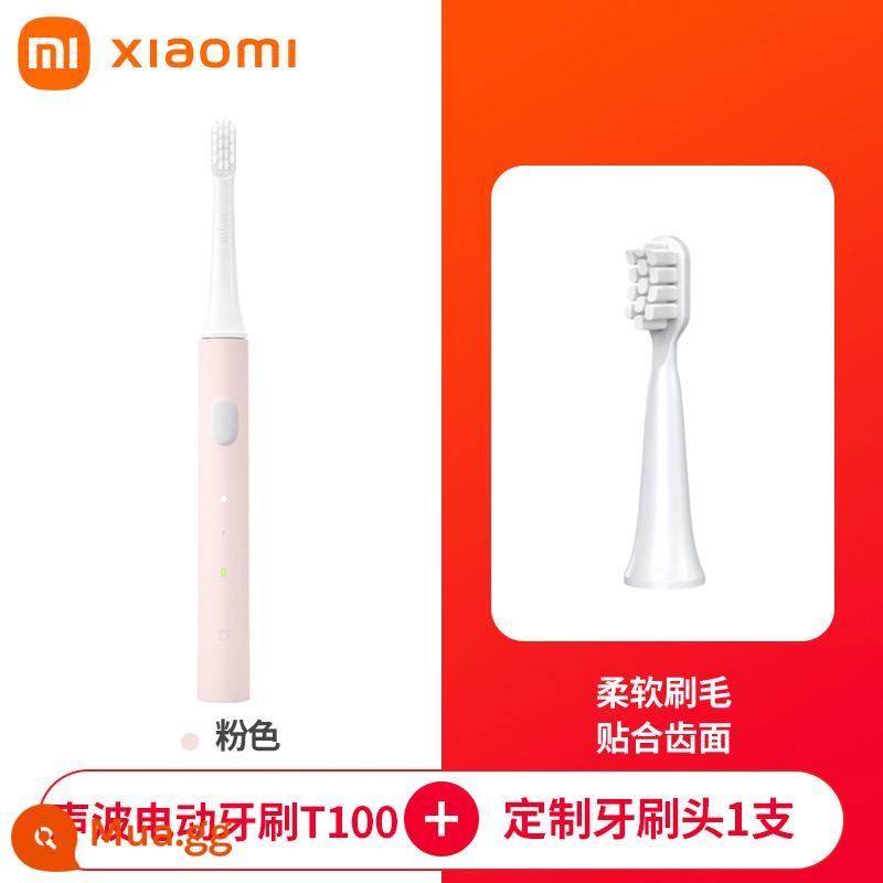 Bàn Chải Đánh Răng Điện Xiaomi Mijia Sonic T100 Bàn Chải Đánh Răng Có Thể Sạc Lại Chống Nước Thông Minh Gia Đình Dành Cho Học Sinh, Cặp Đôi Nam Nữ - Bàn chải đánh răng điện Mijia T100 Hồng + 1 Đầu bàn chải tùy chỉnh