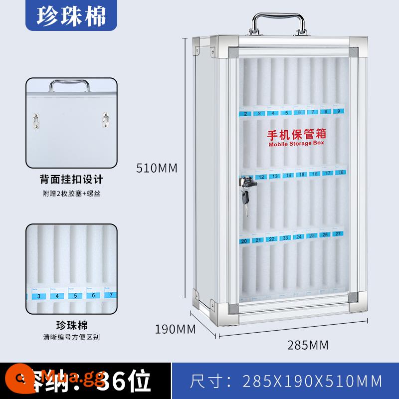 Hộp đựng điện thoại di động hợp kim nhôm có khóa acrylic trong suốt sinh viên nhân viên công ty hộp đựng điện thoại di động tủ đựng đồ - Phiên bản dày hợp kim nhôm 36-bit