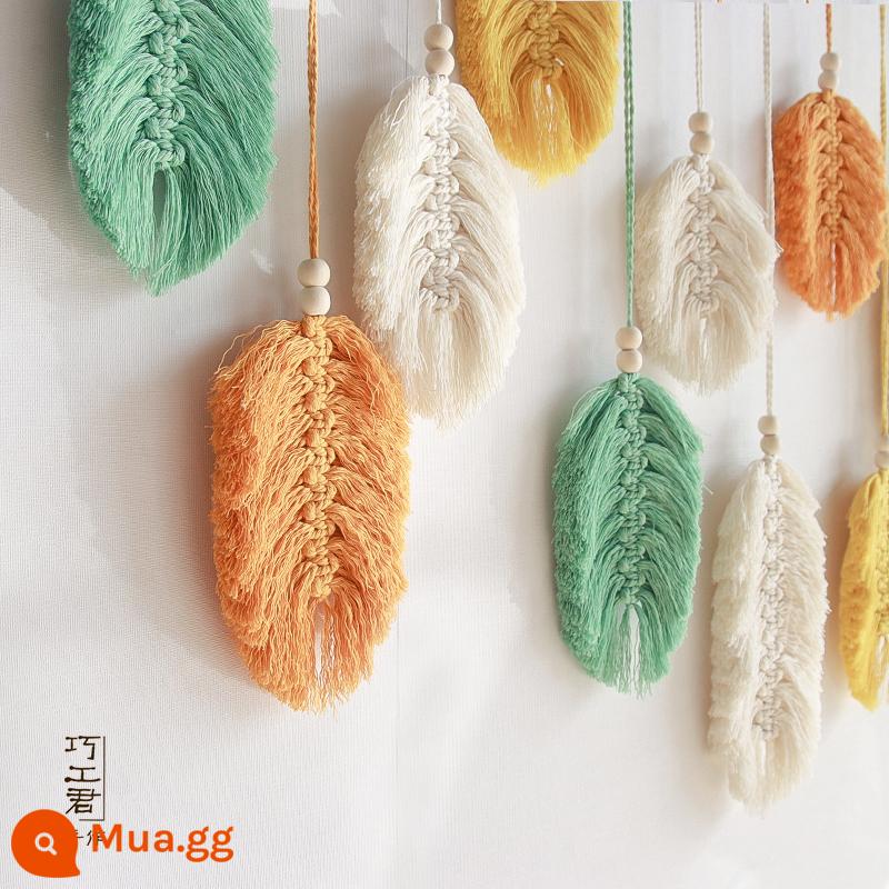 Cotton dây dệt thảm handmade màu lá đầu giường phòng khách nền trang trí tường hiên lông vũ treo tường - Gói vật liệu Linlang