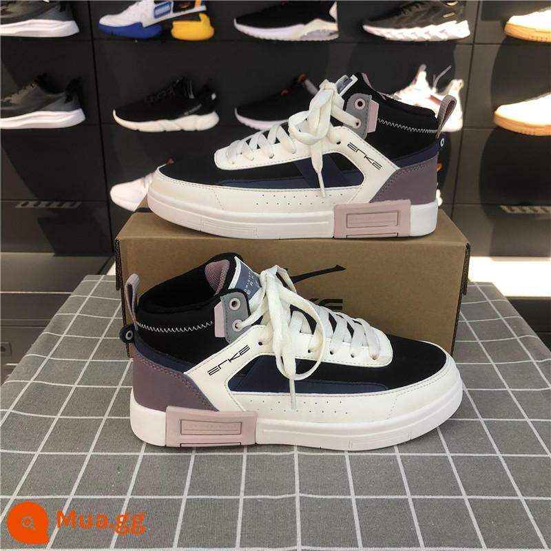 Hongxing Erk Giày nam 2021 Mùa thu và mùa đông Giày sneakers Giày thể thao Xu hướng giày giải trí bình thường cao 11121301287 - Màu đen thật/màu tím sương mù/màu xanh mực xám-mẫu nữ