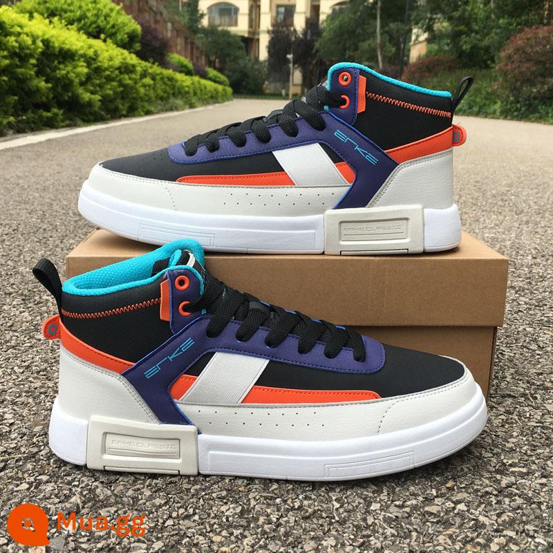 Hongxing Erk Giày nam 2021 Mùa thu và mùa đông Giày sneakers Giày thể thao Xu hướng giày giải trí bình thường cao 11121301287 - Màu đen thật/Xám Cangye/Tím