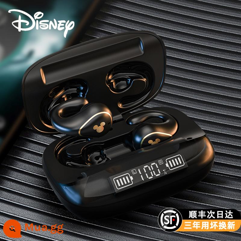 Tai nghe bluetooth dẫn xương Disney không dây thể thao kẹp tai treo tai loại non-in-ear thời lượng pin siêu dài mới chạy - Starry Sky Black [Đeo tai không đau và không đau + sạc ngược + chất lượng âm thanh HiFi + thời lượng pin siêu dài 150H]