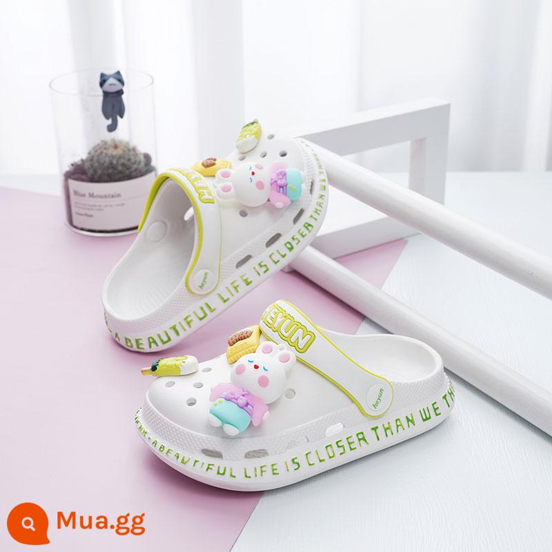 Giày có lỗ cho trẻ em abckids mùa hè cho bé gái đế mềm chống trượt Xăng đan dễ thương và dép đi trong nhà giày trẻ em giày đi biển cho bé - Thỏ Hoa Trắng