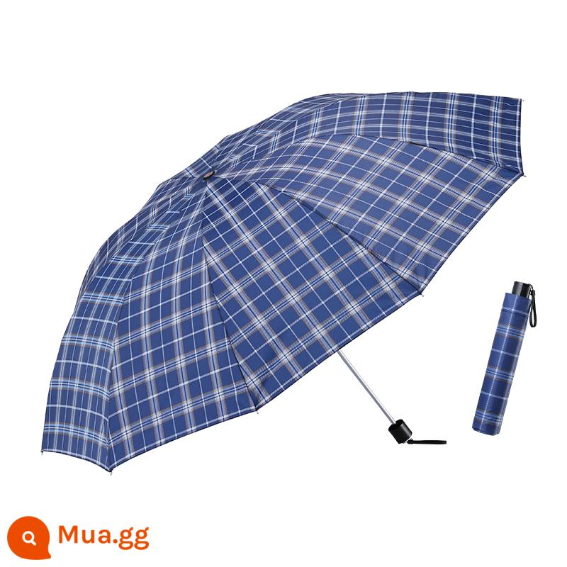 Paradise Umbrella Authentic Monopoly Ô ba gấp Ô gấp cổ điển dành cho nam và nữ Ô nắng 339s Xương thép Ô kẻ sọc cổ điển - Màu xanh hải quân và trắng ca rô lớn mười xương cực lớn