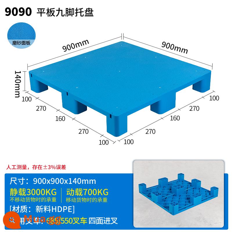 Khay lót chống ẩm bằng nhựa lưới phẳng siêu thị lót hàng hóa lót kho chống thấm kết hợp nhựa bảo quản mặt đất giá xếp chồng - Tấm phẳng màu xanh 90*90*14cm