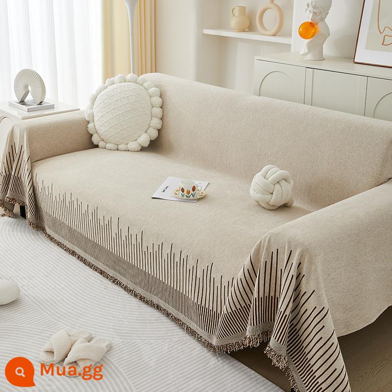 Chống mèo cào sofa khăn phủ đầy đủ đệm sofa bao gồm tất cả chống bụi bốn mùa phổ quát Bắc Âu ins vải che gió - Cà phê đen Khu vườn bí mật