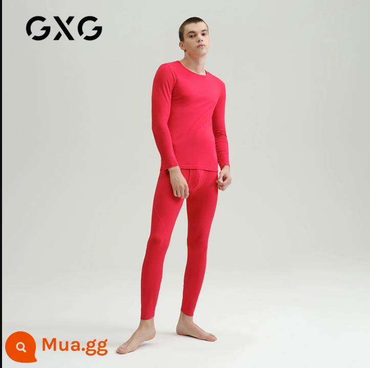 GXG Ole 21 tuổi quần lót nam quần áo ấm cotton de nhung sốt quần áo mùa thu vệ sinh quần phù hợp với đáy áo sơ mi mùa đông - Đỏ 1 (cổ tròn mỏng ấm)